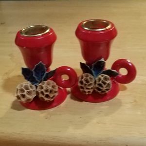 Vintage Small Honeycomb Candle Stick Holders
